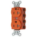 Hubbell Wiring Device-Kellems Straight Blade Devices, Receptacles, Duplex, SNAPConnect, Isolated Ground, Tamper Resistant, 20A 125V, 2-Pole 3-Wire Grounding, 5-20R, Orange SNAP5362IGTRA
